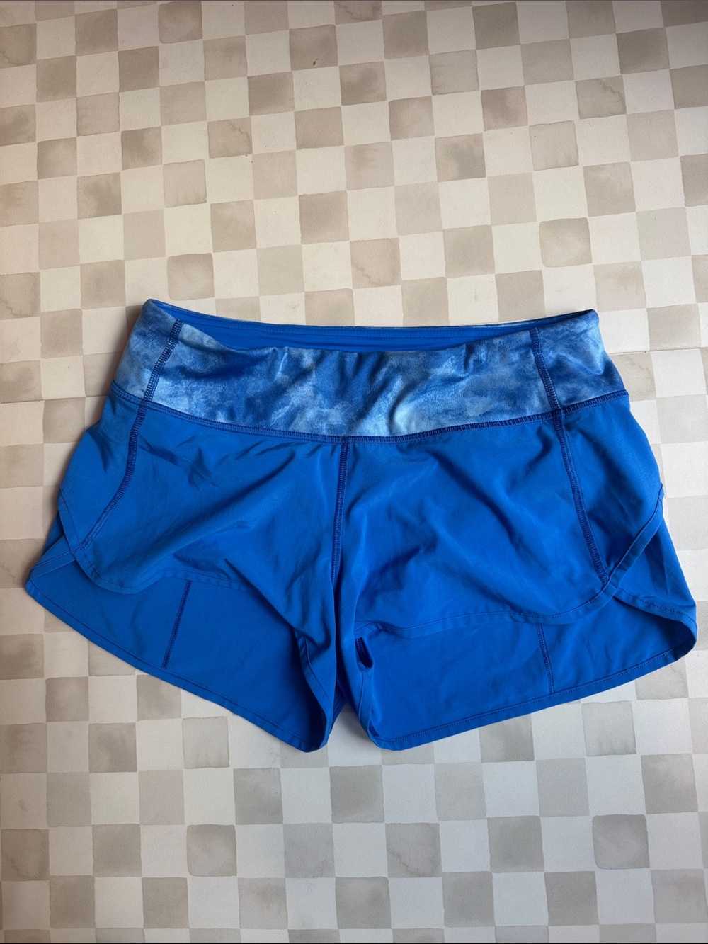 lululemon athletica Women's Royal Blue Athletic Shorts with Marbled Waistband